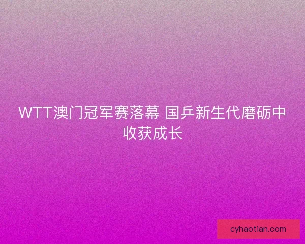 WTT澳门冠军赛落幕 国乒新生代磨砺中收获成长