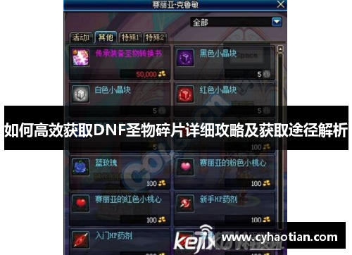 如何高效获取DNF圣物碎片详细攻略及获取途径解析